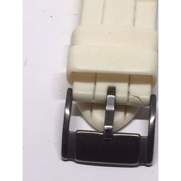 Authentic Fossil Watch Full Band Rubber White Use Parts 2 Piece Strap 18mm A698 - Picture 5 of 8